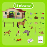 Schleich 42195 Caballeriza con Caballos y Accesorios, a Partir de 3 años, Farm World - playset, 96 Piezas