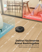 Vexilar Robot Aspirador y Fregasuelos W11 con Potente Succión 5000Pa, Robot Aspirador con Sistema de Navegación Láser Inteligente y Función de Mapeo Inteligente, Base Autovaciado, Negro
