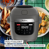 Moulinex Multicook Fry - Multicocina y aire freidora (12 programas, 6 L, gris, espátula incluida YY5553FB