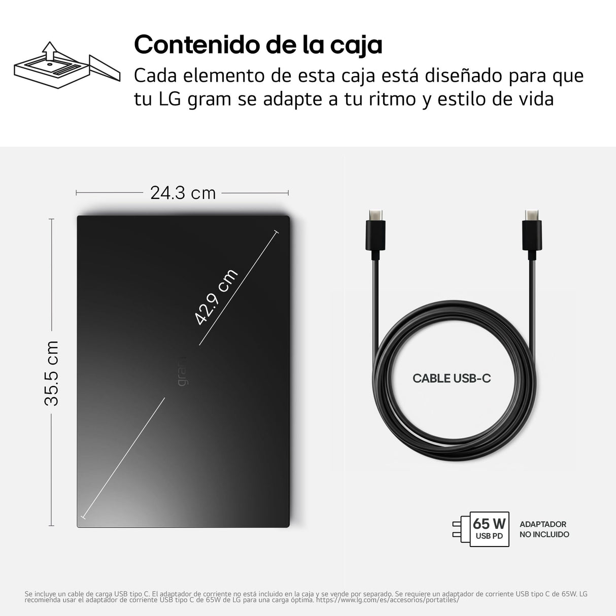 LG gram 16Z90TL-G.AU85BN - Ordenador Portátil Ultraligero de 16" Intel Core Ultra 7 258V, 32 GB RAM, 512 GB SSD, IPS Antirreflejo, 1239g, 28.5h, Windows 11, Teclado QWERTY Español, Negro Carbón