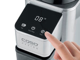 CASO BaristaChef Inox - Molinillo de café eléctrico con muelas cónicas, pantalla táctil, temporizador digital y sobresaliente, capacidad de 250g, 48 niveles de molienda precisos - acero inoxidable