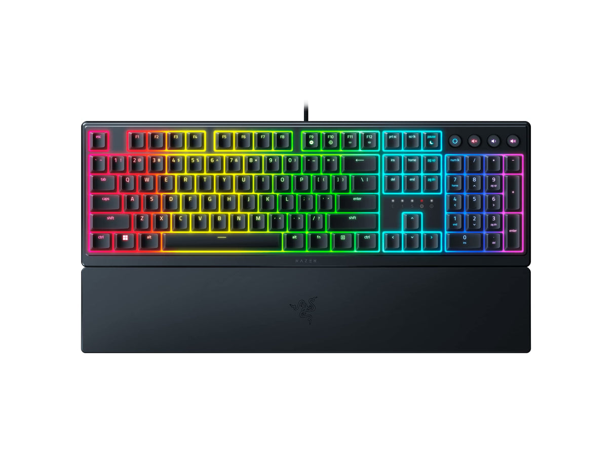 Razer Ornata V3 - Teclado para Juegos de Perfil Bajo (Interruptor Híbrido de Membrana Mecha, Teclas Recubiertas de UV, Reposamuñecas Magnético Suave al Tacto, RGB Chroma) Diseño US, Negro