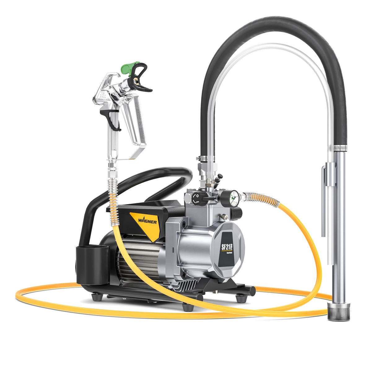 WAGNER Bomba de membrana SuperFinish 21 Pro Airless HEA - para dispositivos básicos Airless con tecnología HEA, Caudal max. 2,1 l/min, Manguera alta AP DN6, 15 m
