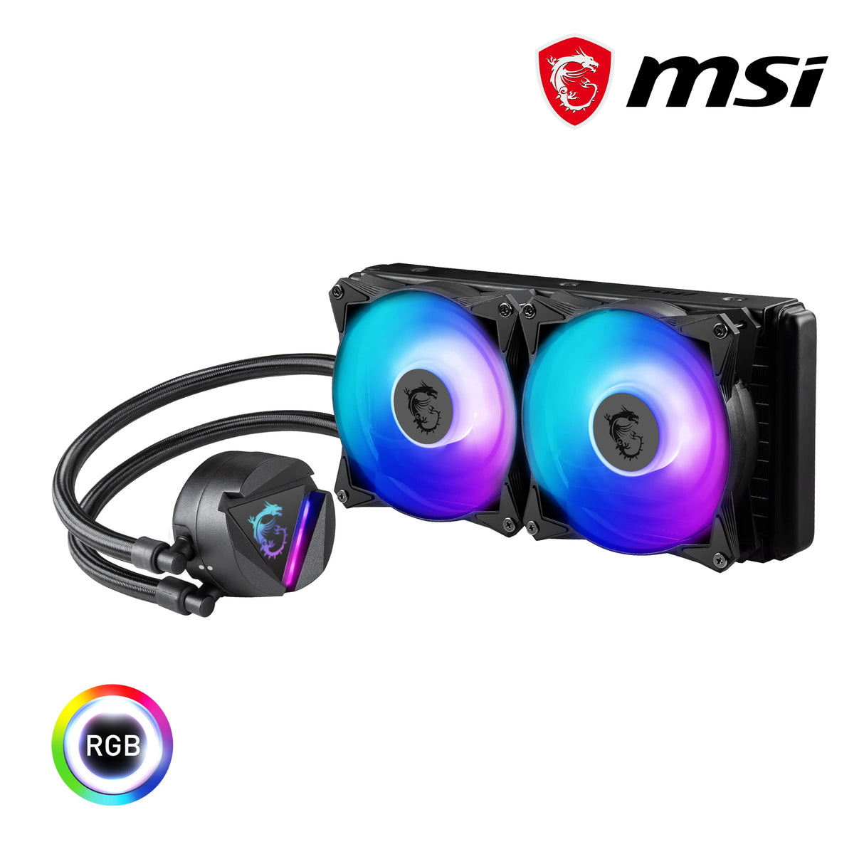 MSI MAG CORELIQUID 240R Refrigeración Líquida CPU AIO - Blockhead ARGB Giratorio, Bomba de Radiador Integrada, Flujo Dividido, Tubería a Prueba de Evaporación - Admite AMD e Intel