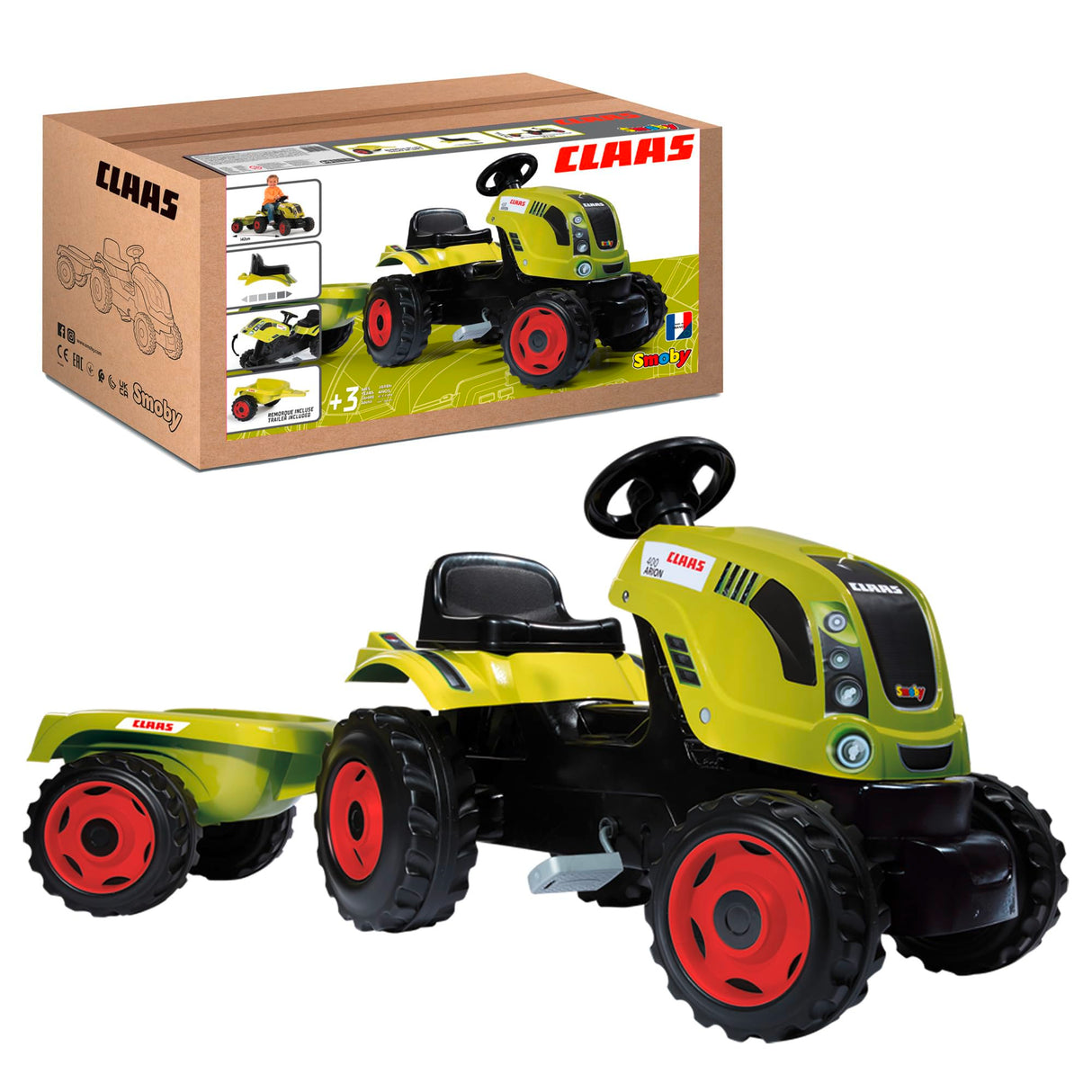 Smoby - Tractor a Pedales con Remolque (710114)