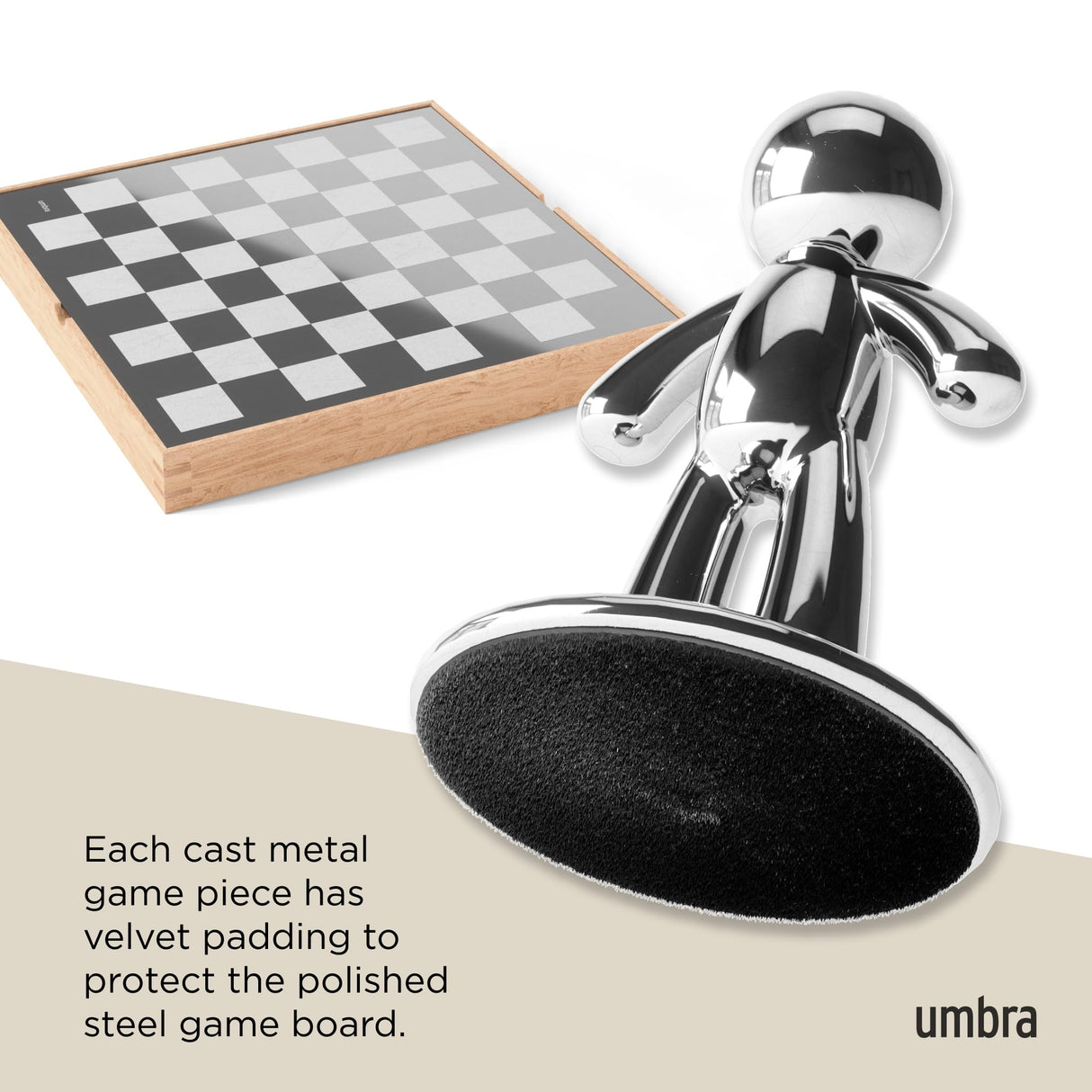 Umbra Buddy Juego de ajedrez, Zinc, Natural
