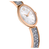 Swarovski Reloj Crystal Rock Oval, Brazalete de Metal, Acabado en Tono Oro Rosa, Blanco, Fabricado en Suiza