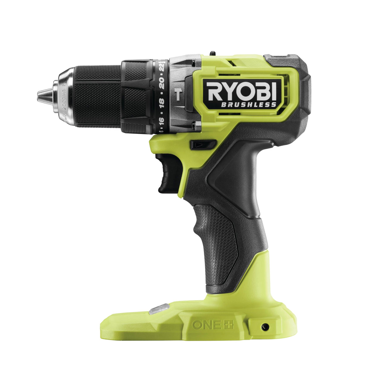 RYOBI ONE+ 18V Taladro percutor sin escobillas – 54 Nm, mandril 13 mm, 2 velocidades (0–450/0–1.700 rpm), 24 posiciones de par – Incluye baterías 2,0 Ah + 4,0 Ah y cargador