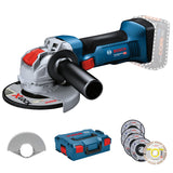 Bosch Professional 18V System GWX 18V-8 - Amoladora angular a batería (X-LOCK, Ø 125 mm, set 5 discos de corte, sin batería, en L-BOXX) - Amazon Exclusive