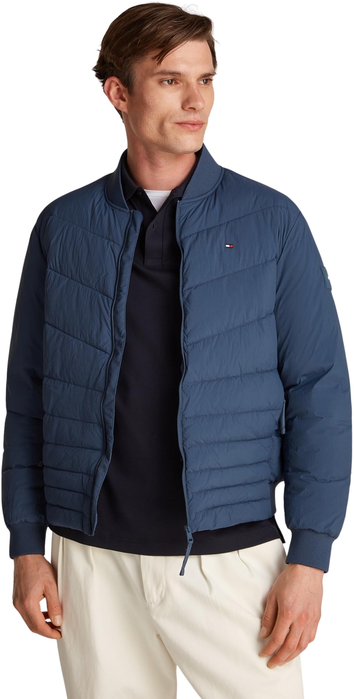Tommy Hilfiger Cazadora bomber Hombre Mix Quilt acolchada, Azul (Aegean Sea), XXL