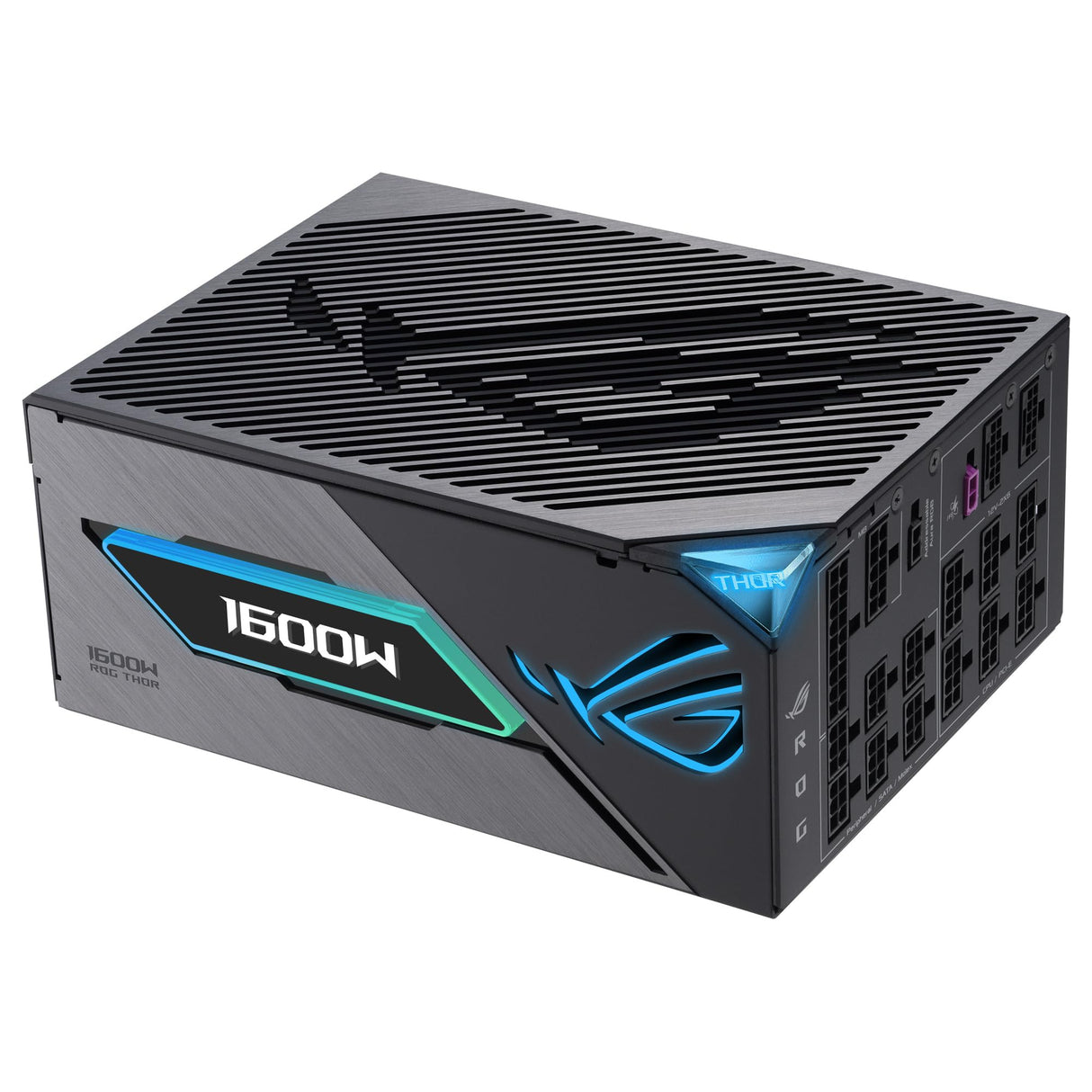 ASUS ROG Thor 1600W Titanium III Fuente de alimentación, 80 Plus Titanium, ATX 3.1, MOSFET GAN, Estabilizador de Voltaje Inteligente, Pantalla OLED magnética, Modo Turbo, 10 años de protección