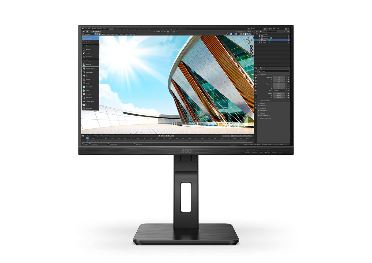 AOC 22P2DU - Monitor FHD de 22 Pulgadas, Altura Regulable (1920 x 1080, 75 Hz, VGA, DVI, HDMI, USB Hub), Color Negro