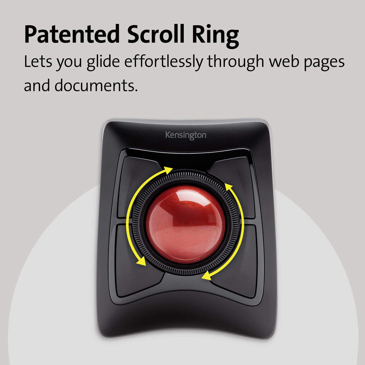 Kensington K72359WW - Trackball Expert Mouse Inalámbrico, Bluetooth o USB, 4 Botones Programables, con Seguimiento Óptico DiamondEye, Ambidiestro, Reposamuñecas Extraíble, Scroll Ring, Rojo, 55 mm