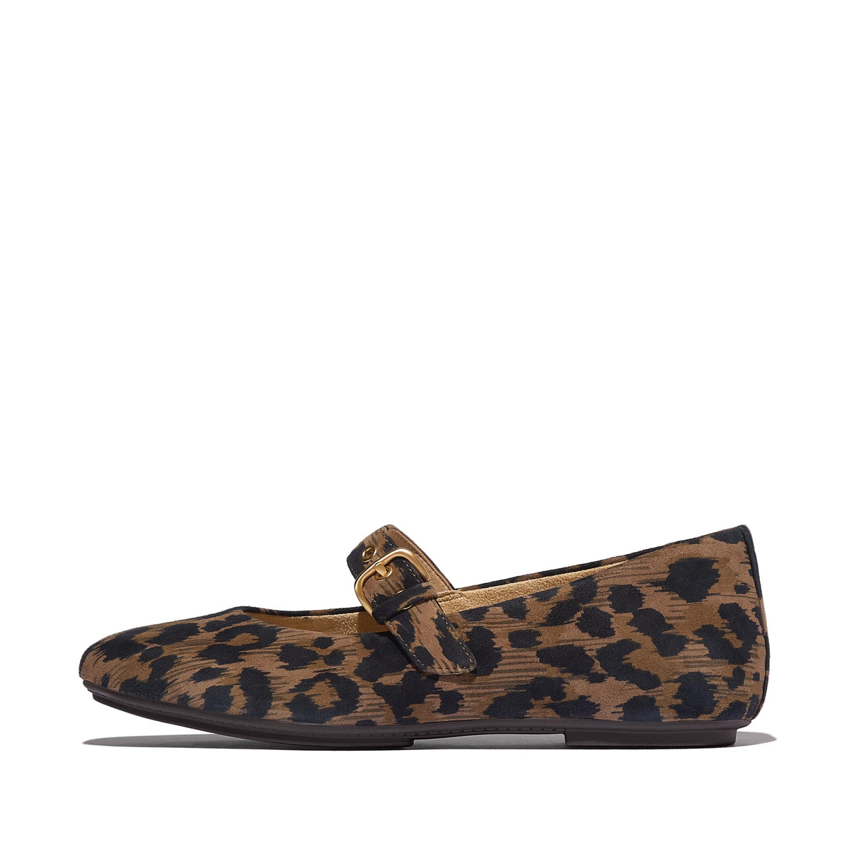 Fitflop Delicato Leopard Suede Mary Janes, Zapatos Planos Jane Mujer, Mezcla de Chocolate, 39 EU Estrecho