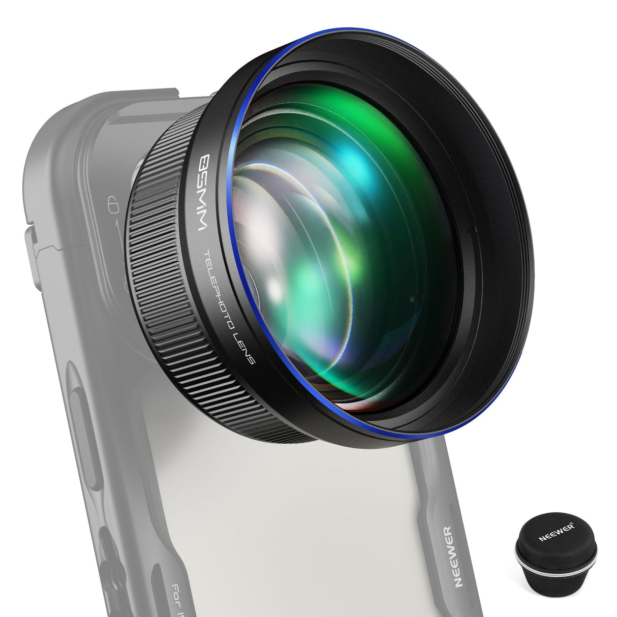 NEEWER HD 85MM Lente Teleobjetivo Teléfono Solo para 17mm Placa Posterior Rosca, Aumento 2.5X Compatible con SmallRig NEEWER iPhone Samsung Funda para Teléfono con 17mm Lentes Adaptador, LS-59