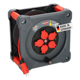 Brennenstuhl Professional KA 5110 5 IP44 carrete para instalación de construcción, cable BQ de 50 m en rojo, 5 enchufes de seguridad, uso en obra y exterior permanente, fabricado en Alemania