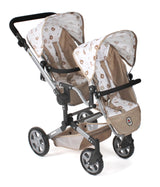 Bayer Chic 2000® Cochecito para muñecas Linus Duo – Osos Beige – Cochecito Doble Plegable – Mango Ajustable 50 – 82 cm – Muñecas de hasta 50 cm – 4-8 años