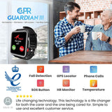 CPR Guardian III - Reloj de Alarma Personal SOS con detección de Alerta de caída y Seguimiento de ubicación por GPS (Negro)