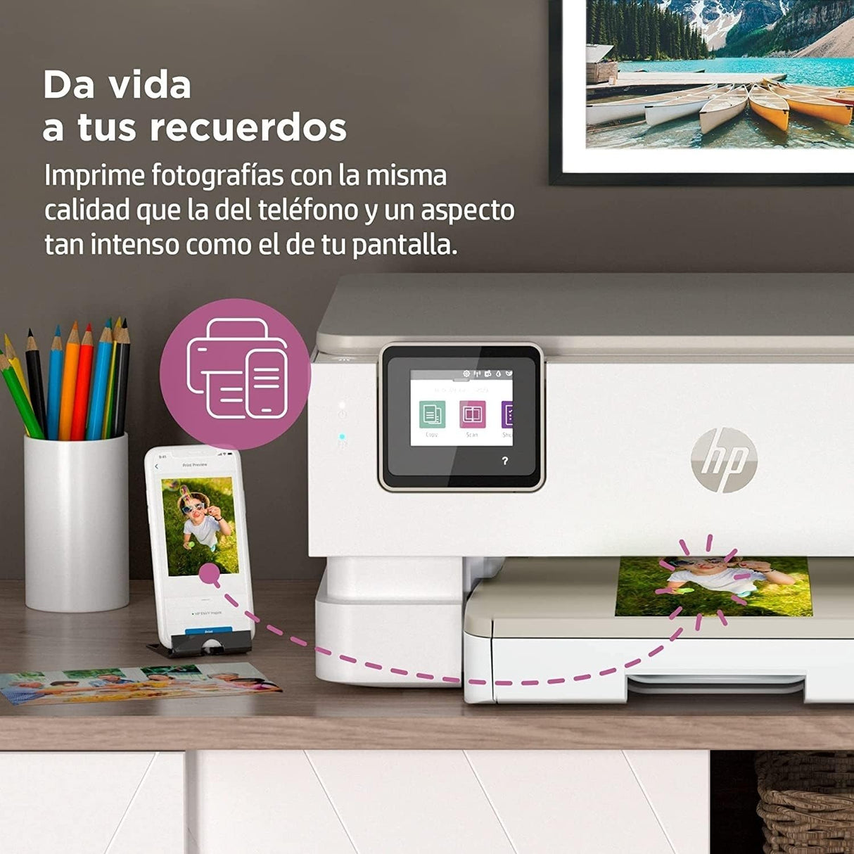 HP Envy Inspire 7220e 242P6B, Impresora multifunción de inyección de tinta A4 a color, Wi-Fi, impresión a doble cara automática, Hasta 22 ppm, 3 meses de impresión Instant Ink con HP+, Blanca