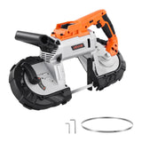 VEVOR Sierra de Cinta Portátil, Corte Profundo de 127 mm 360 W Motor sin Escobillas Sierra de Cinta Inalámbrica y Compacta con Ganchos, Velocidad Variable de 0-120 m/min para Cortar Metal y Madera