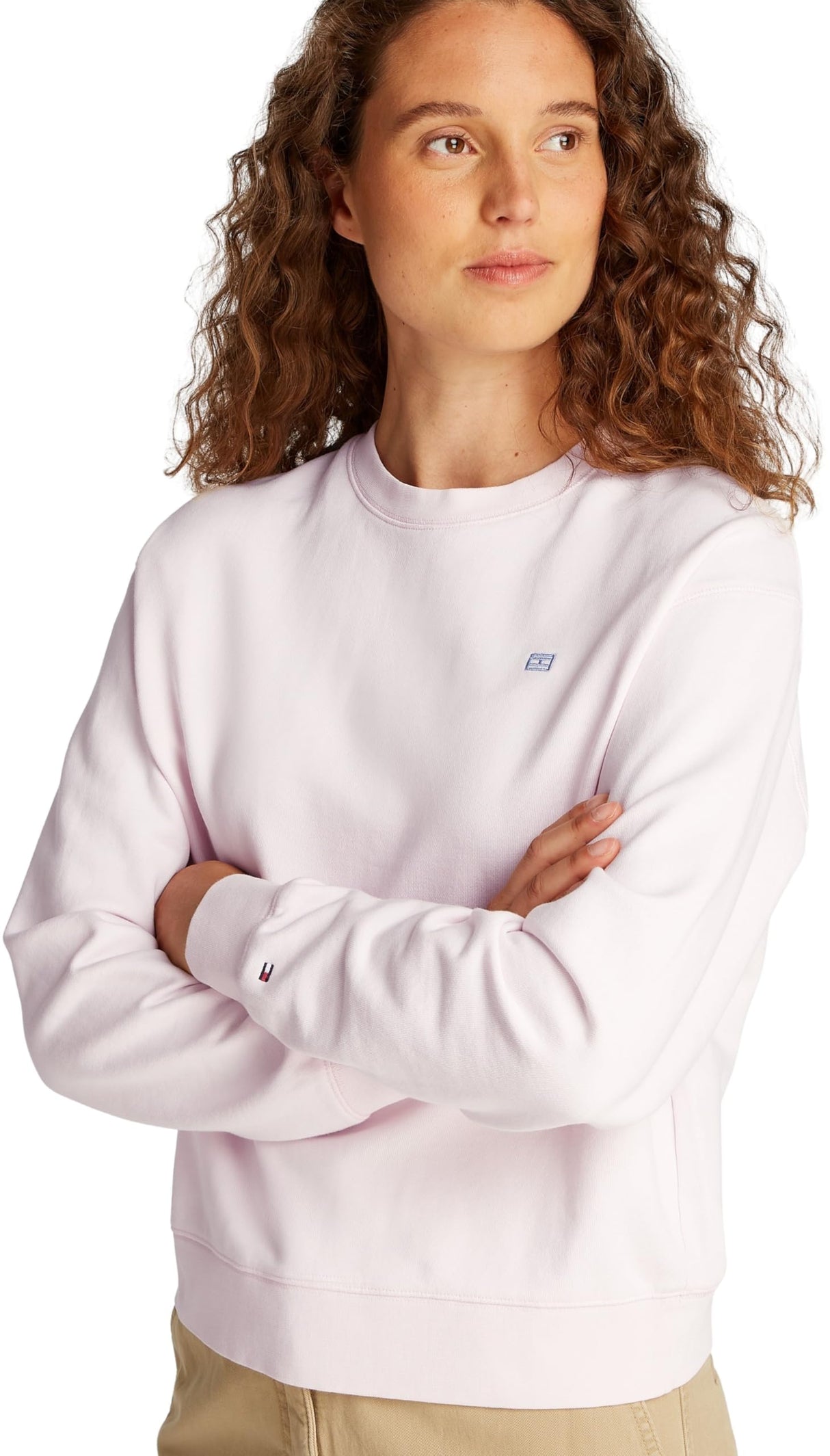 Tommy Hilfiger Sudadera Mujer Contrast Flag Regular Fit, Rosa (Light Pink), M