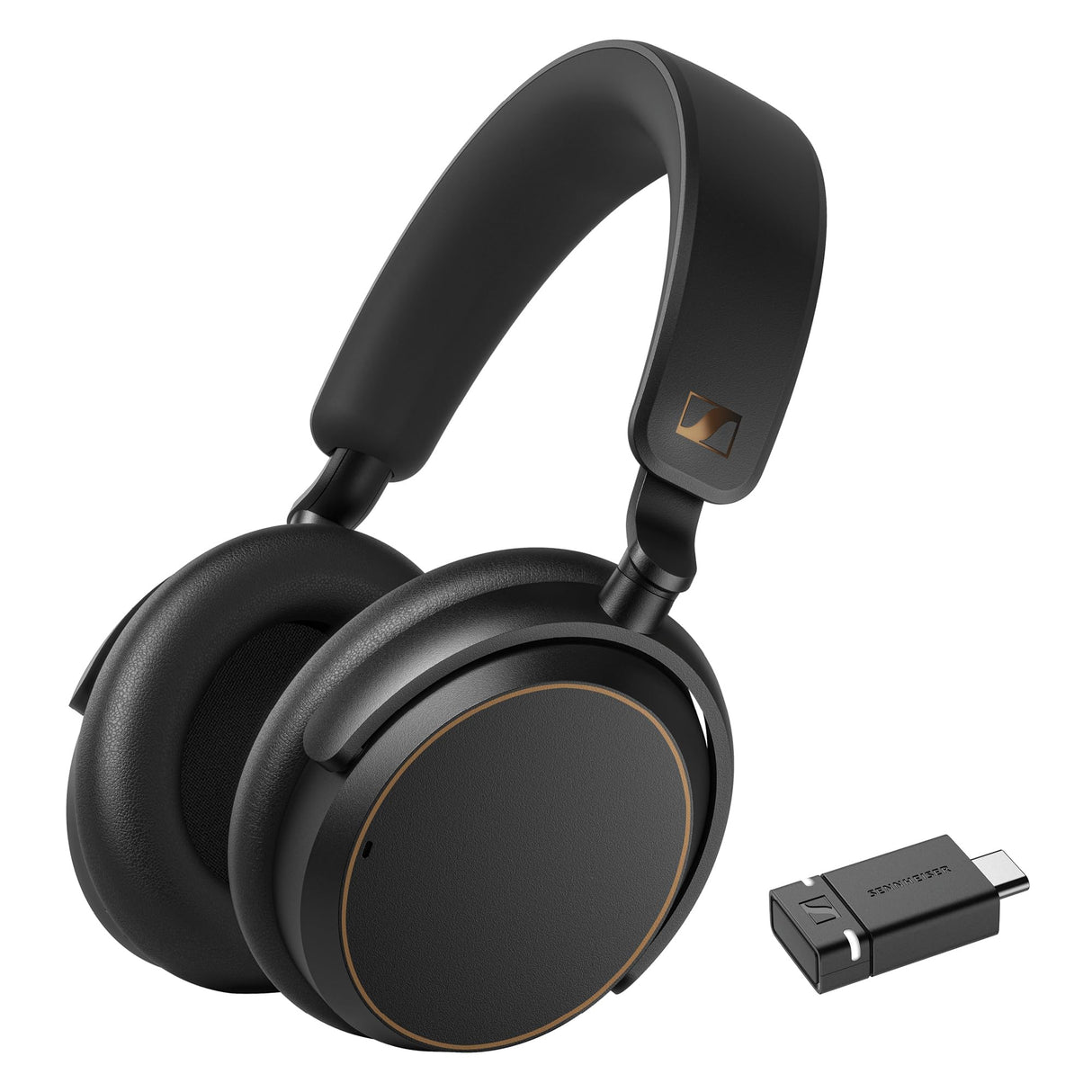Sennheiser ACCENTUM Edición Especial - ACCENTUM Auriculares Bluetooth BTD 600 - Duración de la batería de 50 Horas, tecnología híbrida ANC, dongle con Adaptador USB-A/USB-C - Negro/Cobre