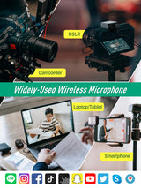 SYNCO Micrófono Solapa Inálambrico, G2 A1 Micro Corbata Profesional 2.4GHz Transmisión 70m para DSLR Cámara Móvil Videocámara Laptop y Tablet, Microfono-Lavalier-Solapa-Inálambrico-Corbata