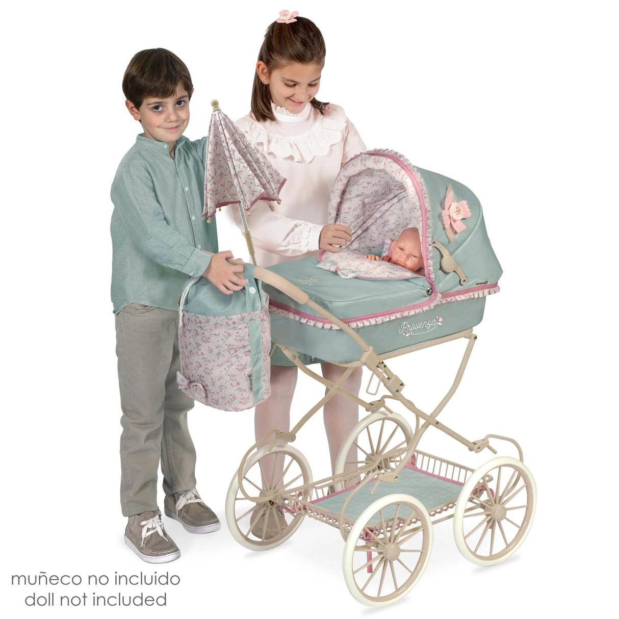 Coche Muñeca Plegable Con Sombrilla Provenza 46X68X81Cm. Bolso Convertible En Canastilla.