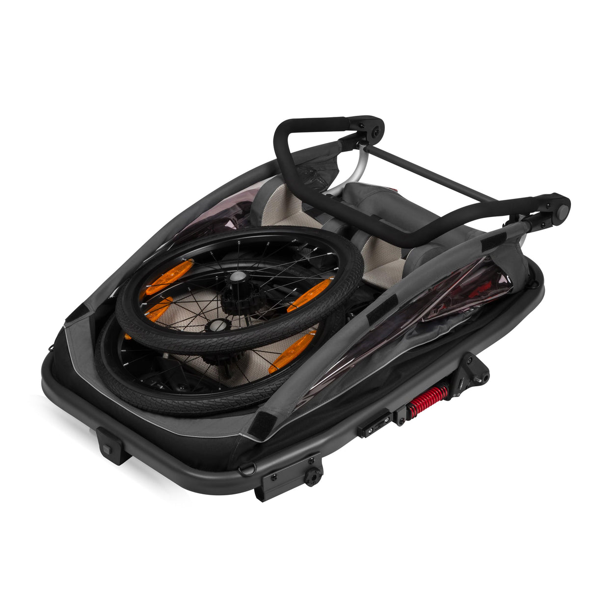 LIONELO Cama Remolque Infantil 2 en 1 para Bicicleta con función de Cochecito para 1 o 2 niños de 6 Meses a 6 años, Peso 2 x 22 kg, suspensión, Ruedas Grandes, Capota Impermeable
