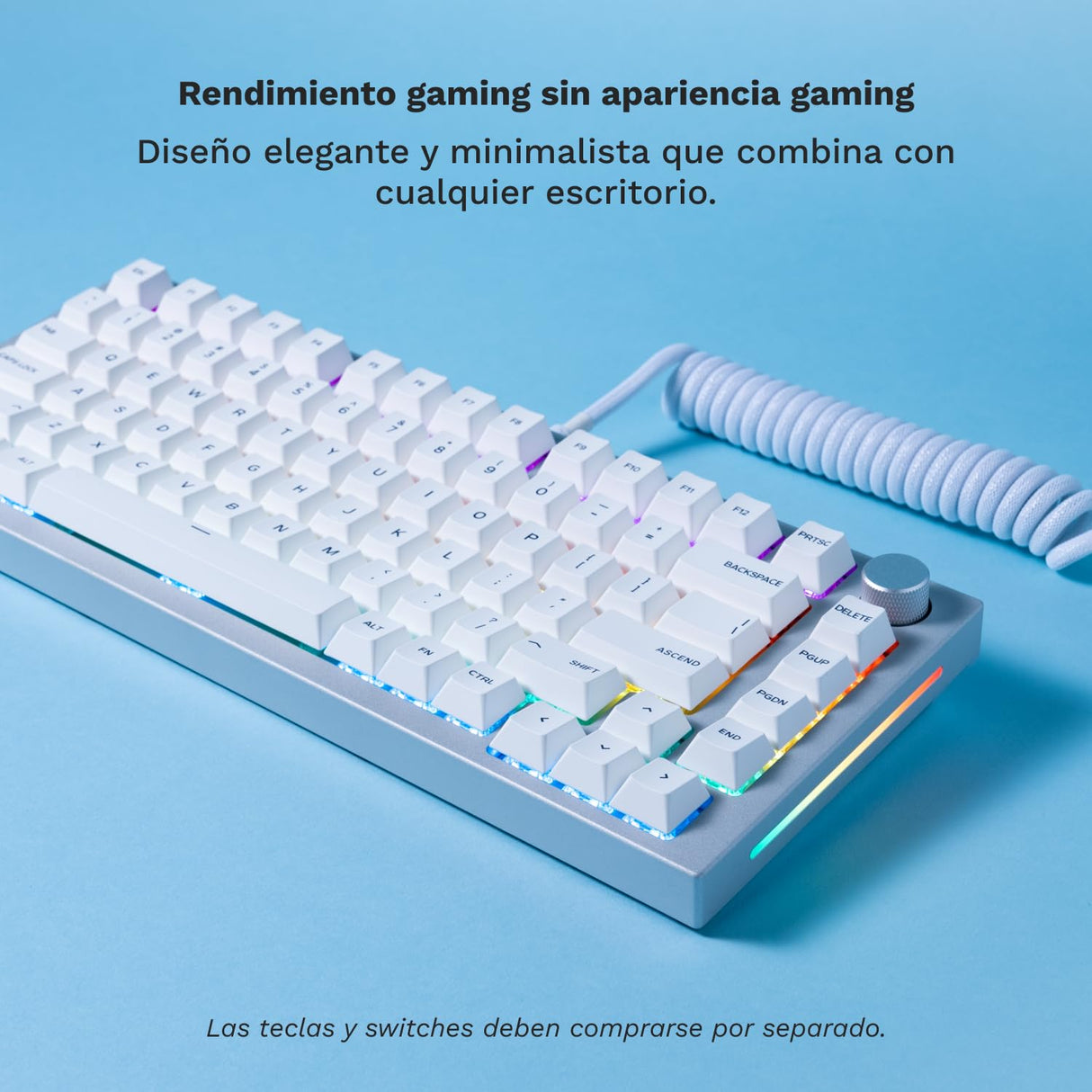 Glorious Gaming GMMK PRO 75% Barebones (solo carcasa) - Teclado gaming mecánico modular, TKL, carcasa de 1,5 kg, RGB, personalizable, switches de 5 pines, distribuciones internacional / ISO - Blanco