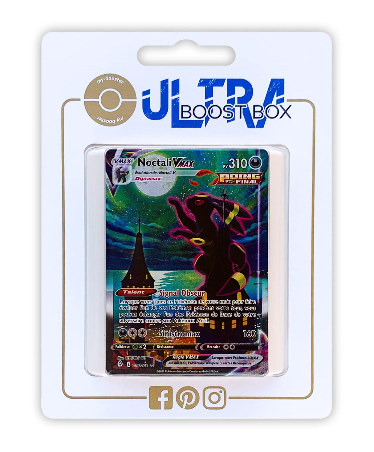 Noctali VMAX (Umbreon VMAX) 215/192 Secreta Alternativo Golpe Brusco - Ultraboost X Epée et Bouclier 7 Évolution Céleste - Box de 10 Cartas Pokémon Francés