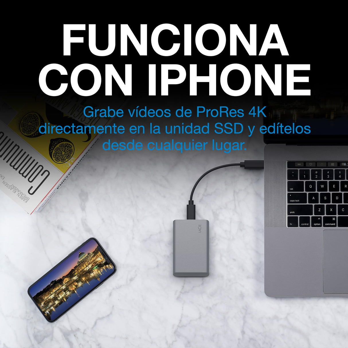LaCie Mobile SSD Secure 2TB — diseño fino, USB‑C SSD externo portátil, Grey, para Mac y Windows — incluye Rescue Data Recovery