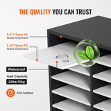 VEVOR Organizador de Literatura de Madera de 27 Ranuras de 800x305x630 mm, Estantes Ajustables de Tablero de Fibra de Densidad Media, Almacenamiento para Archivos, Documentos, Papeles, Negro y Blanco