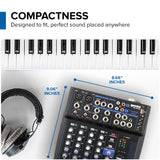 Gemini Sound GEM-08USB Mezclador analógico de 8 canales compacto que incluye 2 canales de micrófono, EQ de 3 bandas, reproducción USB de dispositivos USB y transmisión de Bluetooth