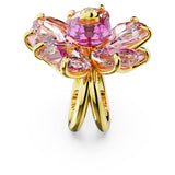 Swarovski Anillo de cóctel Idyllia, Flor, Rosa, Baño tono oro