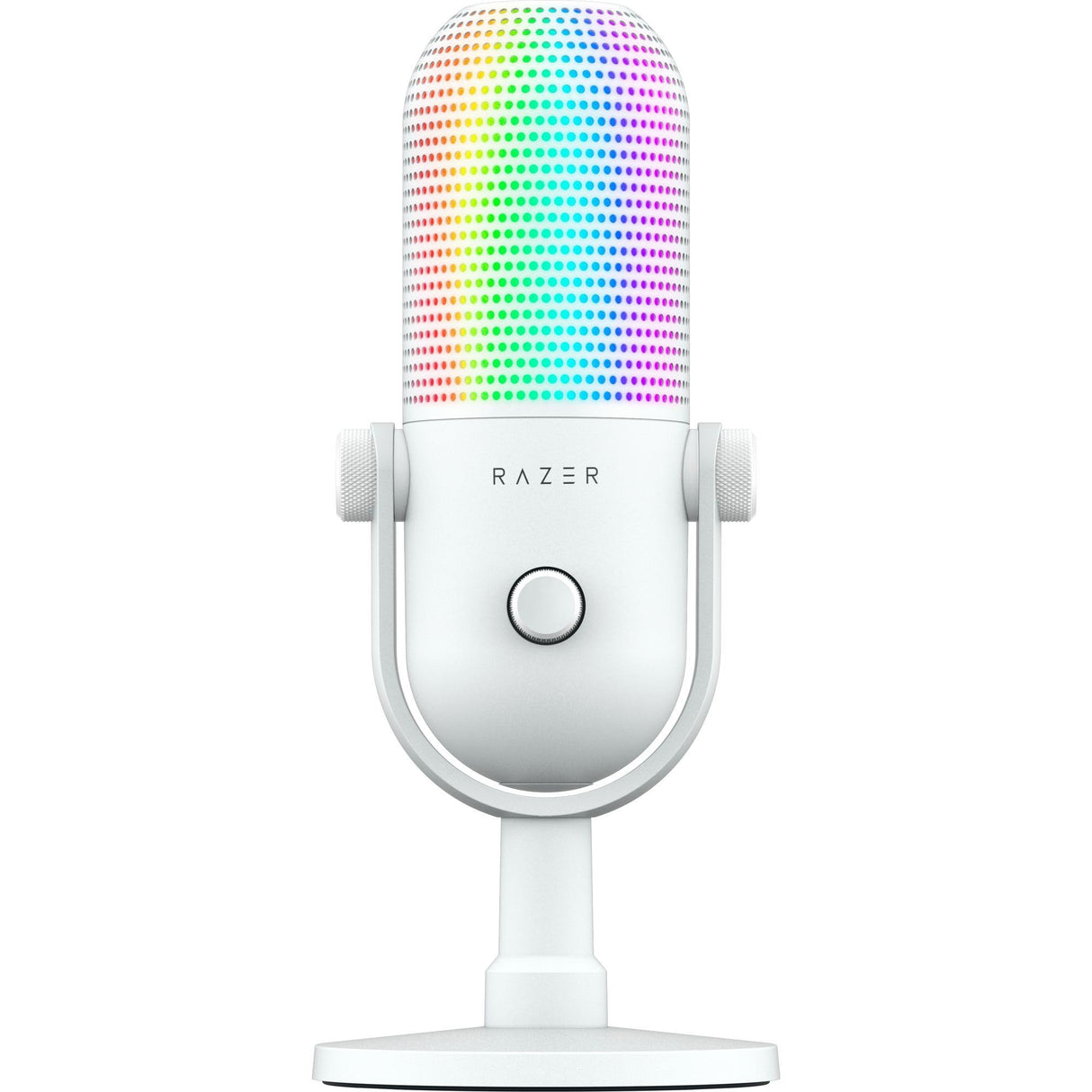 Razer Seiren V3 Chroma - Micrófono USB RGB - Micrófono de Condensador supercardioide con Tap-to-Mute (iluminación reactiva, limitador de Ganancia Digital y Amortiguador Integrado) Blanco