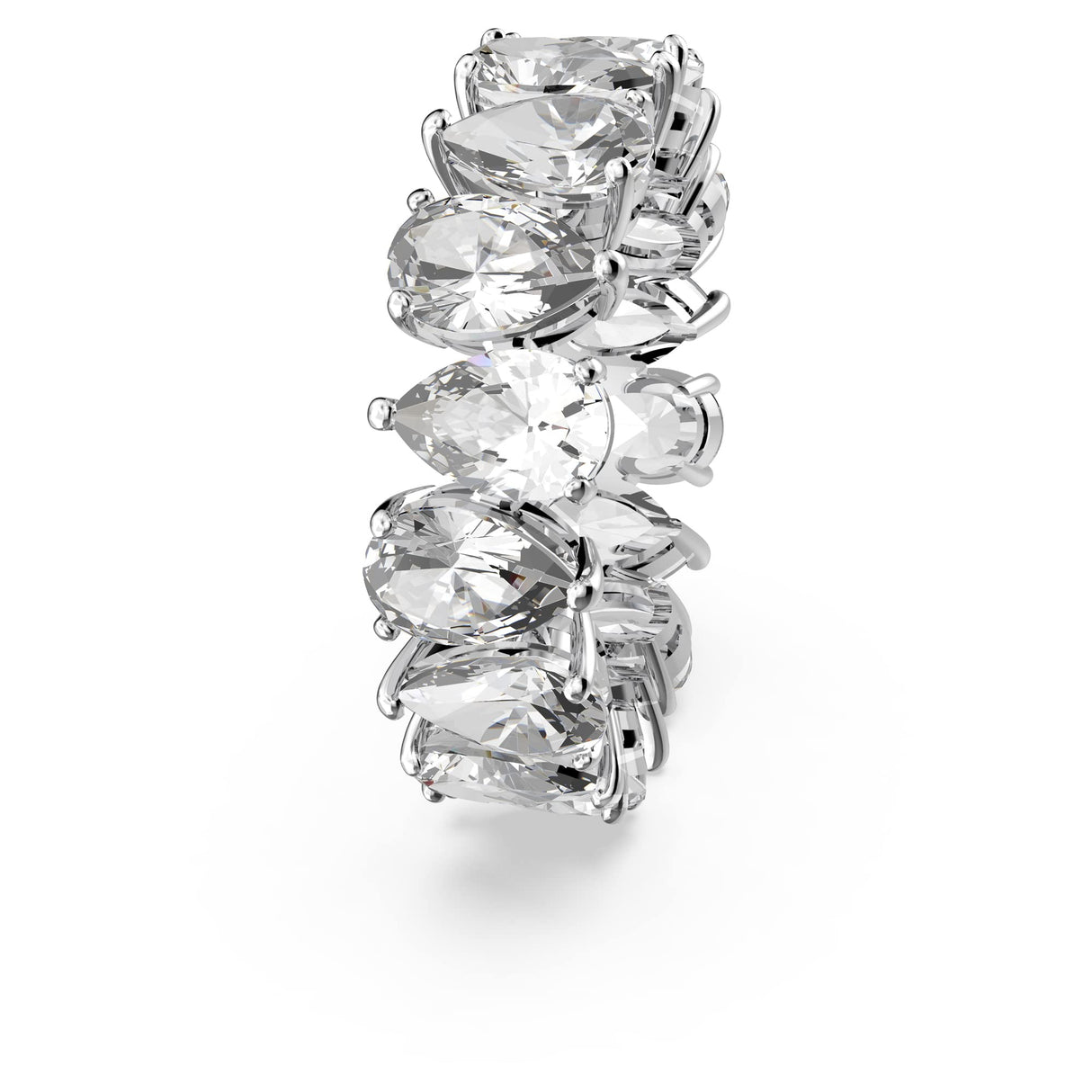 Swarovski Anillo Vittore, Circonita Swarovski de talla pera, Blanco, Baño de rodio