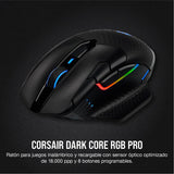 Corsair DARK CORE RGB PRO Ratón Inalámbrico FPS/MOBA para Juegos - 18.000 PPP - 8 Botones Programables - Inalámbrico Sub-1ms - Compatible con iCUE - PC, Mac, PS5, PS4, Xbox - Negro