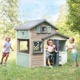 Smoby- Casita Infantil EVO Friends House Smoby Life- Extra Espaciosa, Material Reciclado (50%), Puerta de Entrada, contraventanas, Resistente a los Rayos UV, A Partir de 2 años (7600810205)