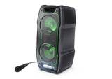 SHARP PS-931 Party Speaker, microfono, TWS, Bluetooth, 2 x USB, 2 puertos 6,3 mm para microfono y guitarra, luces multicolor, 180W p. maxima, bateria litio integrada con hasta 13 horas de reproduccion