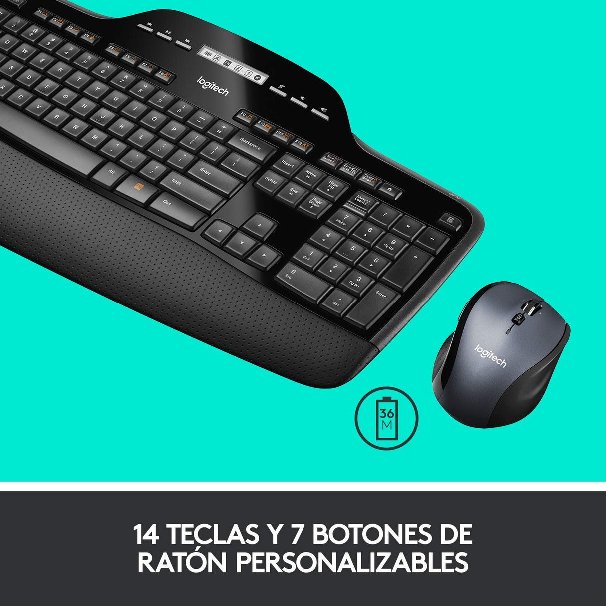 Logitech MK710 Combo Teclado y Ratón Inalámbrico para Windows, Conexión Inalámbrica 2,4 GHz, Teclas Multimedias, Batería de 3 Años, PC/Mac, QWERTY Español, color Negro