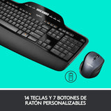 Logitech MK710 Combo Teclado y Ratón Inalámbrico para Windows, Conexión Inalámbrica 2,4 GHz, Teclas Multimedias, Batería de 3 Años, PC/Mac, QWERTY Español, color Negro