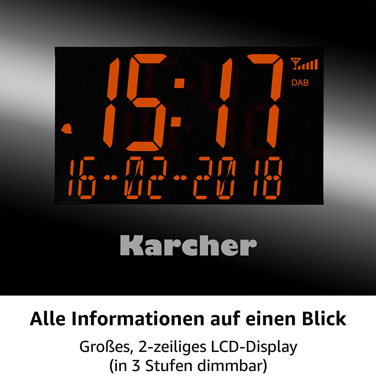 Karcher Dab 2420 Dab+, UKW - Reloj Despertador estéreo con Pantalla Simmbares y Alarma Dual de 5.5 Pulgadas, Color Negro