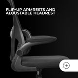 Mars Gaming MGC-ERGOPRO, Silla Ergonómica Profesional, Soporte Lumbar Activo, Malla Transpirable, Altura Ajustable 120-130cm, Reposabrazos Abatibles, Reposacabezas Regulable, Silla de Oficina, Negro