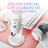 Logitech G Blue Yeti Micrófono USB para Streaming de Gaming, Software Blue VO!CE, PC, Podcast, Estudio, Mic para Ordenador, Temas únicos de Streamlabs, Acabado de Edición Especial - Blanco