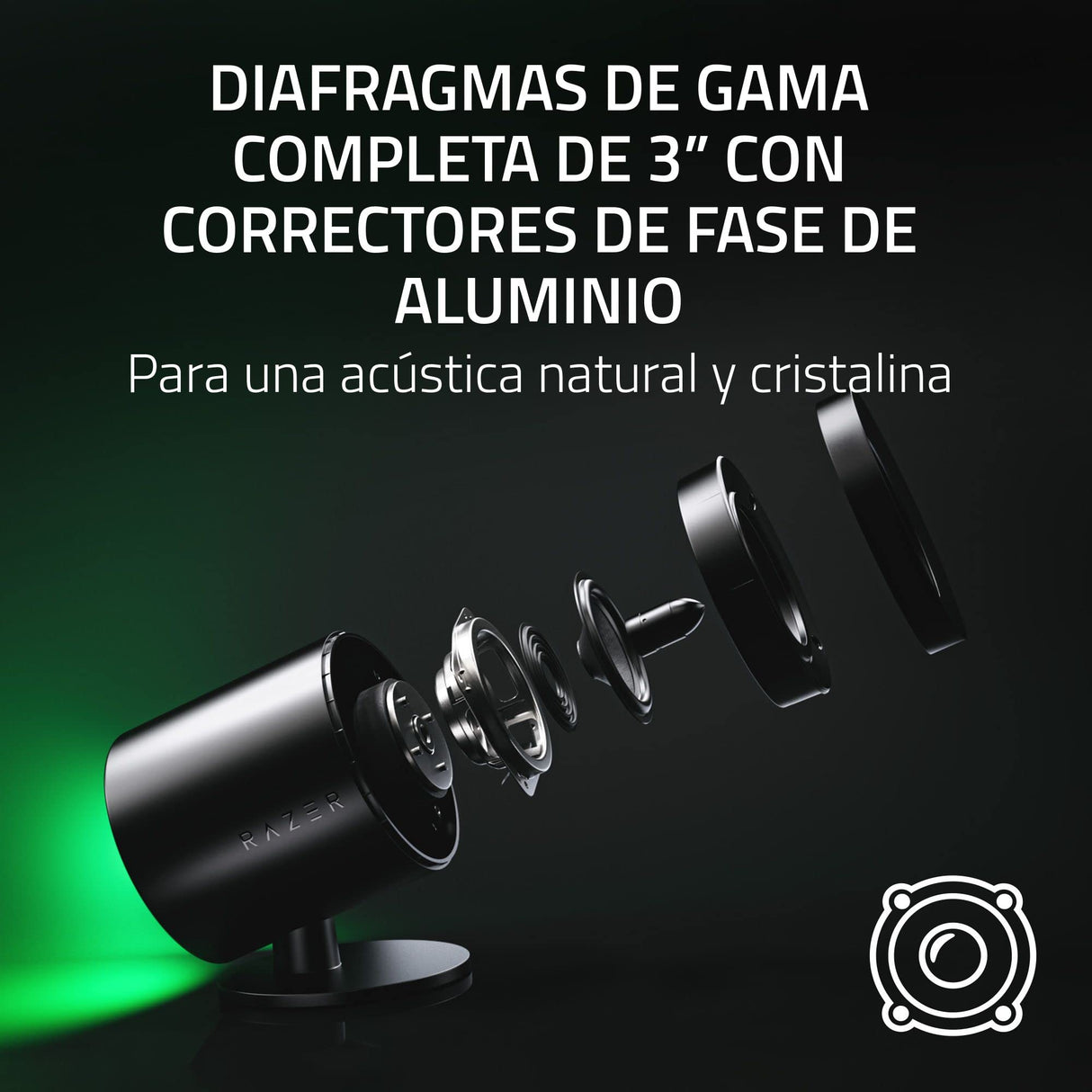 Razer Nommo V2 - Altavoces Gaming de Rango Completo 2.1 para PC con Subwoofer con Cable (Diafragmas de Gama Completa de 3 pulgadas con Correctores de Fase de Aluminio, THX Spatial Audio) Negro