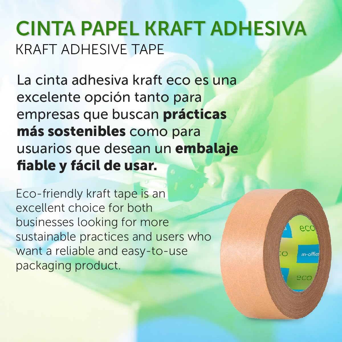 m-office Cinta Adhesiva Papel Kraft, Cinta de Embalar Adhesiva para Embalaje de Cajas, Envíos, Mudanzas y Manualidades, Cinta de Papel Embalaje, Cinta Marrón Papel Kraft (12 uds, 72mmx80m)