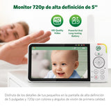 LeapFrog LF915HD Baby Surveillance Camera with Night Light 5" HD Screen Baby Monitor with Camera, 360° Translation and Tilt, 8X Zoom, Night Vision, Smart Sensor