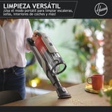 Hoover HF9 Home HF910H, Aspiradora Escoba sin Cable, sin Bolsa, 3 en 1, Escoba, de Mano y Vertical, Cepillo Antienredos, Autonomía 30 min, Color Gris/Rojo