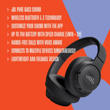JBL Auriculares Tune 720 BT, inálambricos por Bluetooth, 76 horas de reproducción con JBL Pure Bass, plegables, blanco